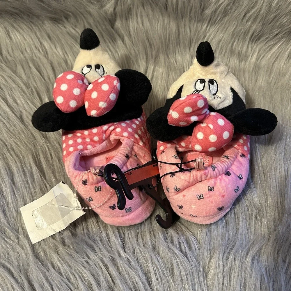Ground Up Disney Minnie Mouse Plush Slippers Toddler Girls‎ Size 7-8 Pink Shoes
